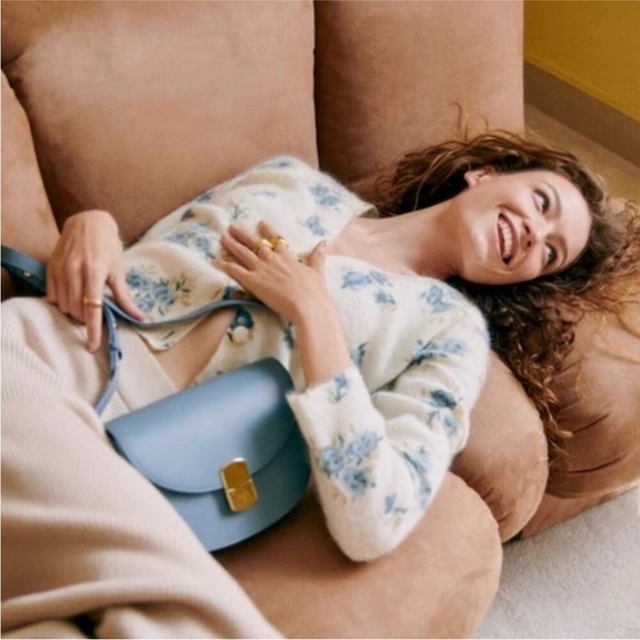 Sezane Nerys Cardigan Blue Floral Sweater. Size Small - Picture 4 of 12